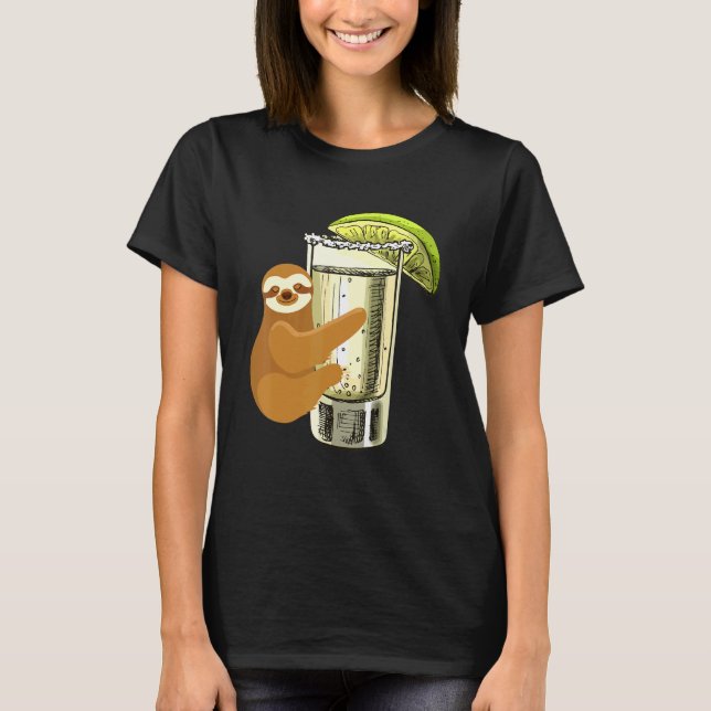 Sloth Hugger Tequila Salt Lime Glass Sloths Drink T Shirt (Framsida)