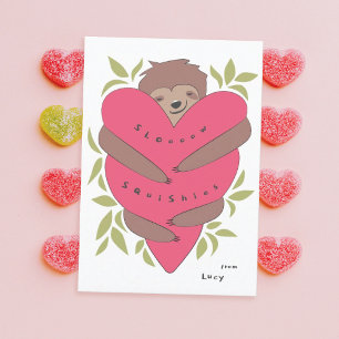 Sloth Hugs Classroom Valentine Day Card Tack Kort