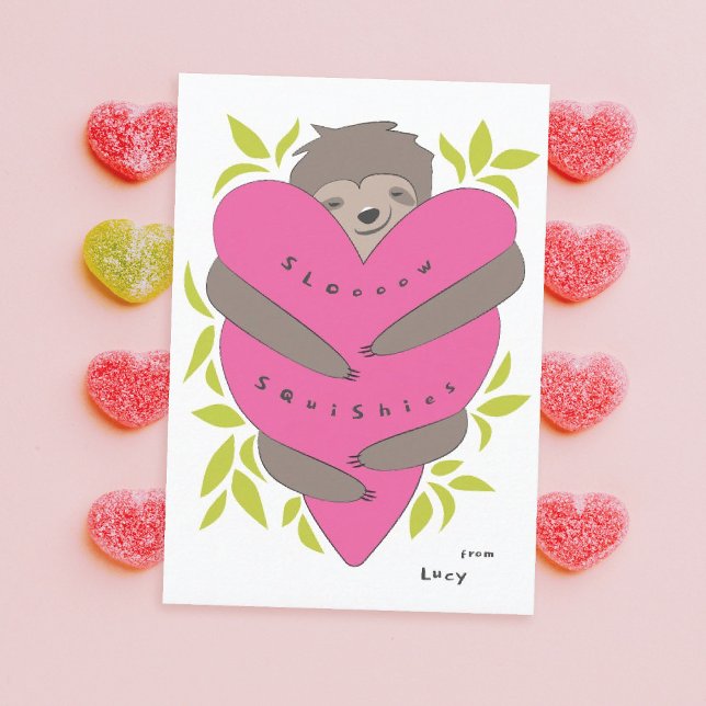 Sloth Hugs Classroom Valentine Day Card Tack Kort (Skapare uppladdad)