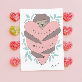 Sloth Hugs Classroom Valentine Day Card Tack Kort
