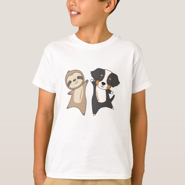 Sloth Hund Bernese Mountain Hund Cute Animals T Shirt (Framsida)