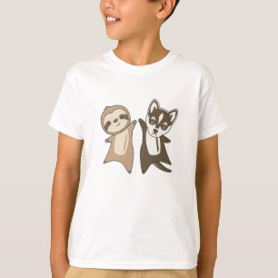 Sloth Husky Hund Animal Friends Children T Shirt