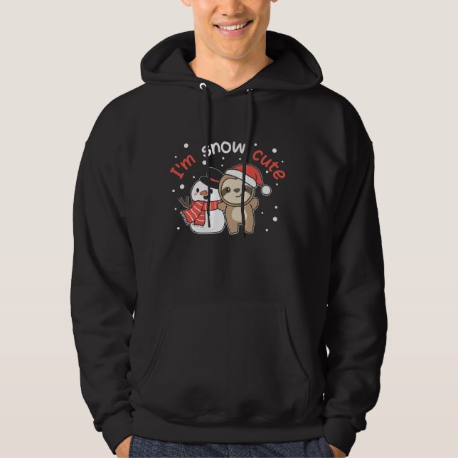 Sloth I är Snö Cute Snögubbe Snö Pun Hoodie (Framsida)