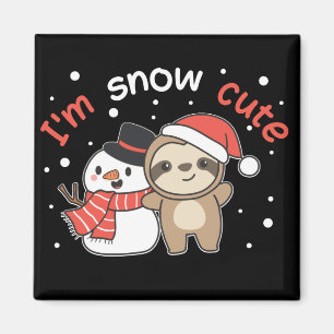Sloth I är Snö Cute Snögubbe Snö Pun Magnet