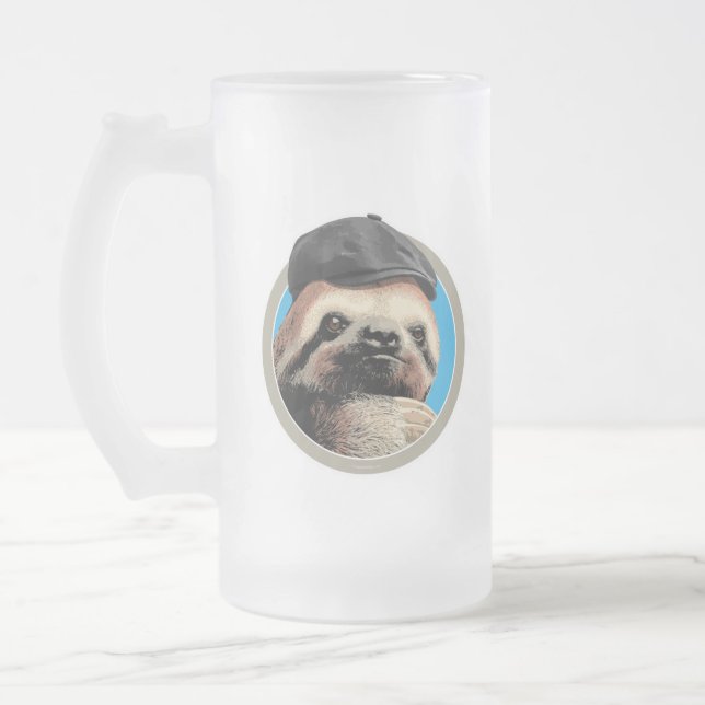 Sloth (i Baker Boy hat) Frostat Ölglas (Vänster)