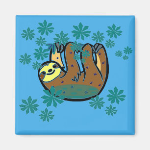 Sloth i Cecropia Träd Magnet