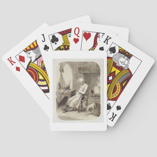 Sloth i kök, från en serie av tryckdepi kortlek (Baksidan)