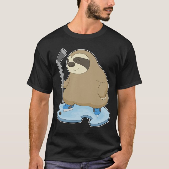Sloth Ice hockey Ice hockey stick T Shirt (Framsida)