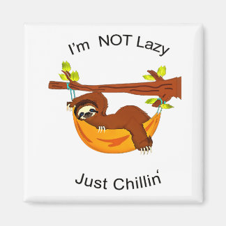 Sloth in Orange Hammock NOT LAZY BARN Magnet