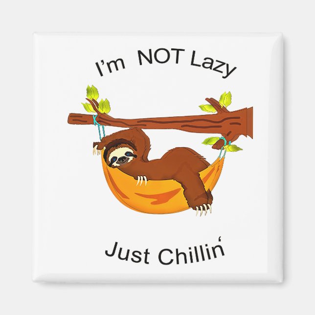 Sloth in Orange Hammock NOT LAZY BARN Magnet (Framsidan)