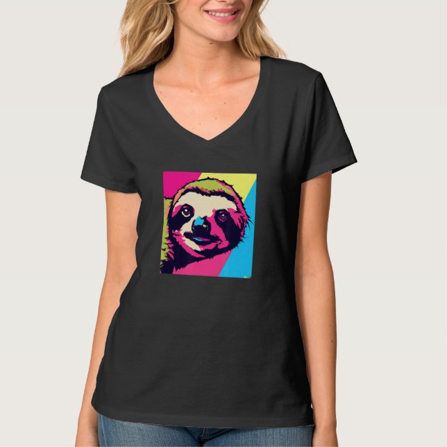 Sloth in Pop Style T Shirt (Framsida)