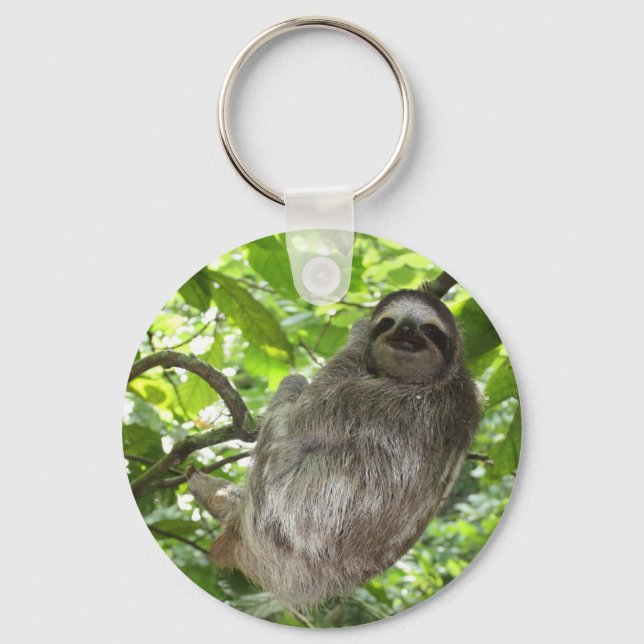Sloth in Träd Keychain Nyckelring (Framsida)
