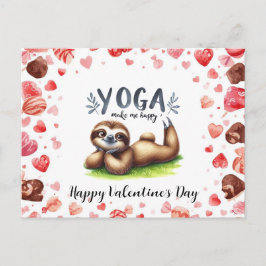 Sloth in  Yoga Class on Valentine's Day  Helg Vykort