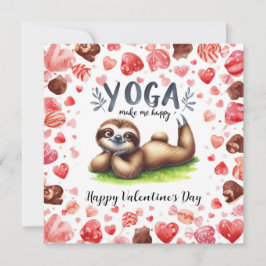 Sloth in  Yoga Class on Valentine's Day  Julkort
