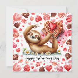 Sloth in  Yoga Class on Valentine's Day  Julkort