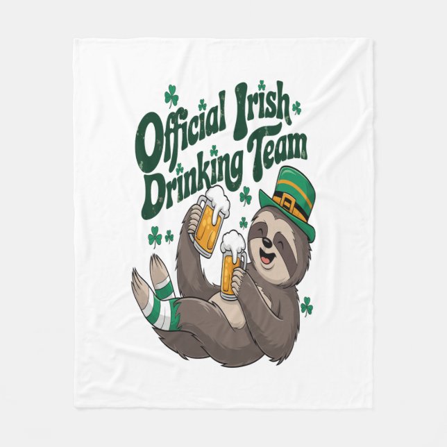 Sloth Irish Drinking St patrick's day Fleecefilt (Framsidan)