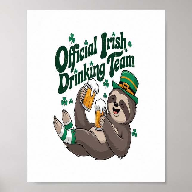 Sloth Irish Drinking St patrick's day Poster (Framsidan)