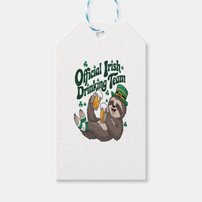 Sloth Irish Drinking St patrick's day Presentetikett (Framsidan)