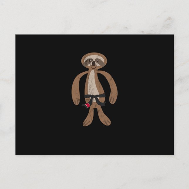 Sloth Jiu Jitsu för Bjj Gift Black Bälte Vykort (Framsida)