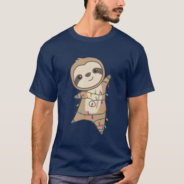 Sloth jul Animals Cute Sloth vinta T Shirt (Framsida)
