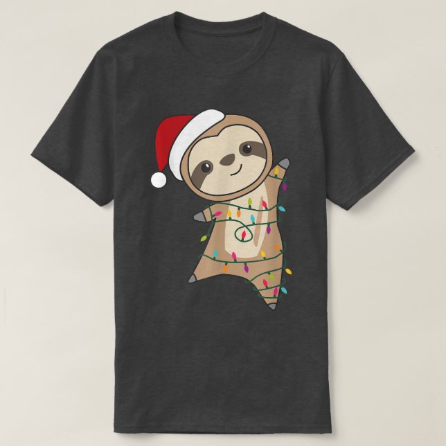 Sloth jul Animals Fairy Ljus Sloth Christm T Shirt (Design framsida)