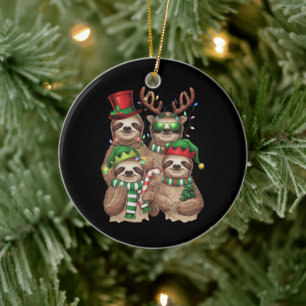 Sloth jul Merry Slothmas Sloth Älskare Gift Julgransprydnad Keramik