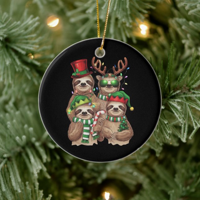 Sloth jul Merry Slothmas Sloth Älskare Gift Julgransprydnad Keramik (Träd)