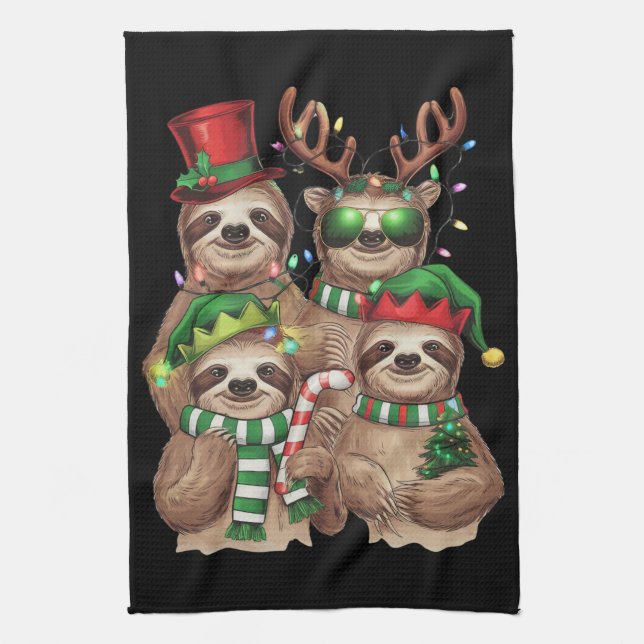 Sloth jul Merry Slothmas Sloth Älskare Gift Kökshandduk (Vertikal)