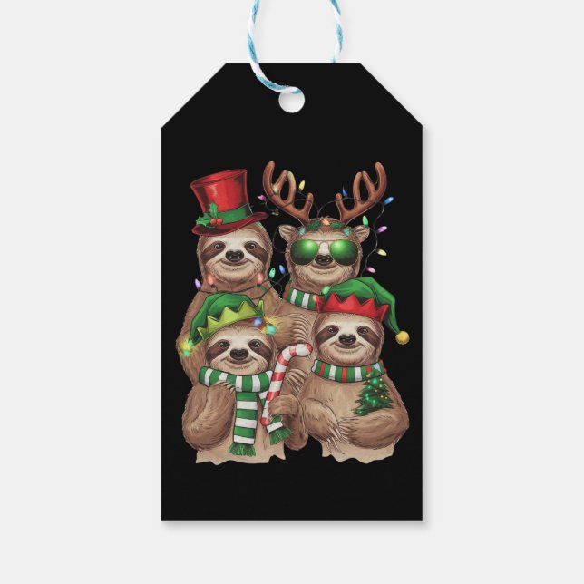 Sloth jul Merry Slothmas Sloth Älskare Gift Presentetikett (Baksidan)