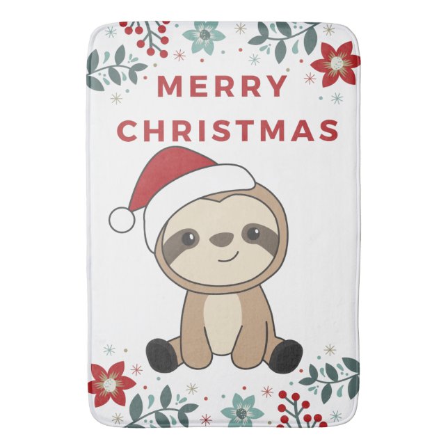 Sloth jul Snö Winter Animals Sloths Bath Morsa Badrumsmatta (Framsidan (Vertikal))