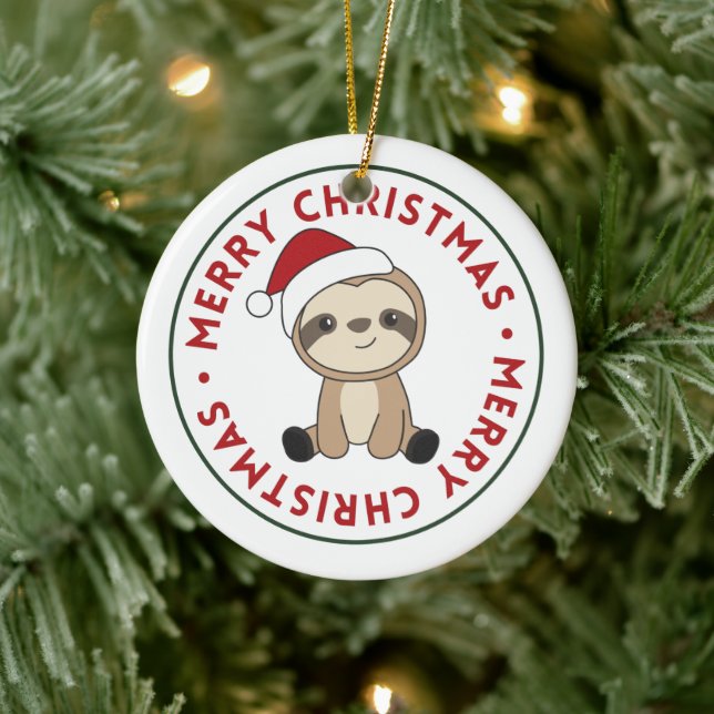 Sloth jul Snö Winter Animals Sloths Ceramic Julgransprydnad Keramik (Träd)