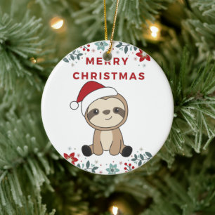 Sloth jul Snö Winter Animals Sloths Ceramic Julgransprydnad Keramik