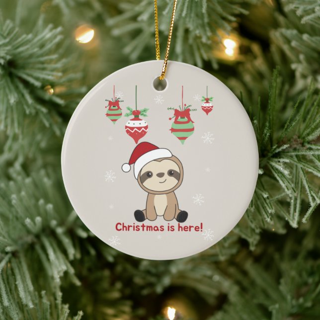 Sloth jul Snö Winter Animals Sloths Ceramic Julgransprydnad Keramik (Träd)