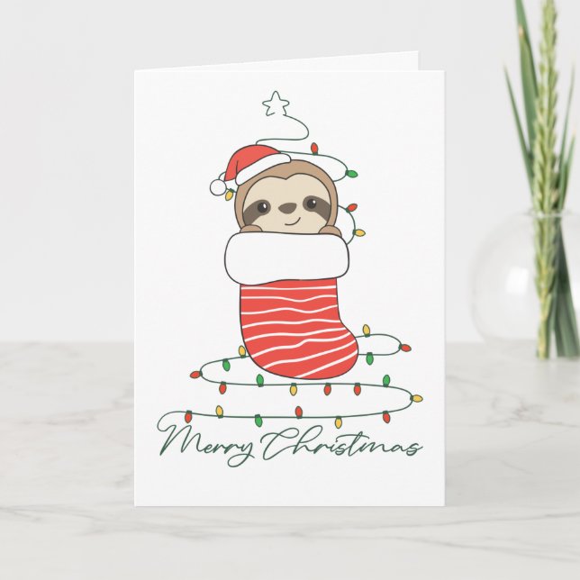 Sloth jul Snö Winter Animals Sloths Coffee Helgkort (Framsida)