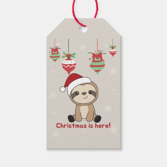Sloth jul Snö Winter Animals Sloths Gift Ta Presentetikett (Framsidan)