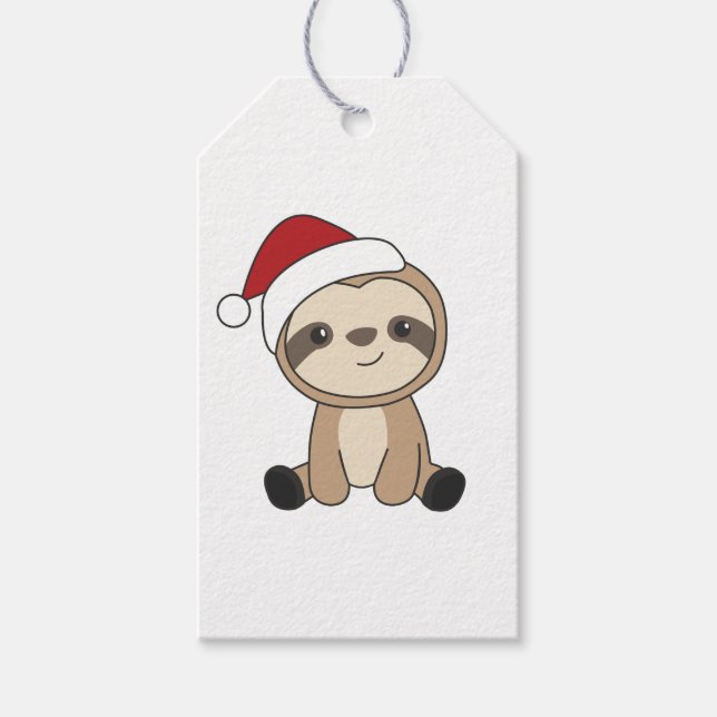 Sloth jul Snö Winter Animals Sloths Gift Ta Presentetikett (Framsidan)