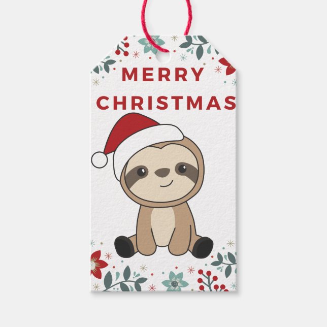 Sloth jul Snö Winter Animals Sloths Gift Ta Presentetikett (Framsidan)