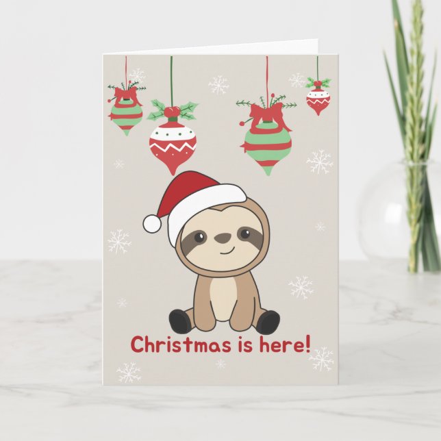 Sloth jul Snö Winter Animals Sloths Helgdag Helgkort (Framsida)