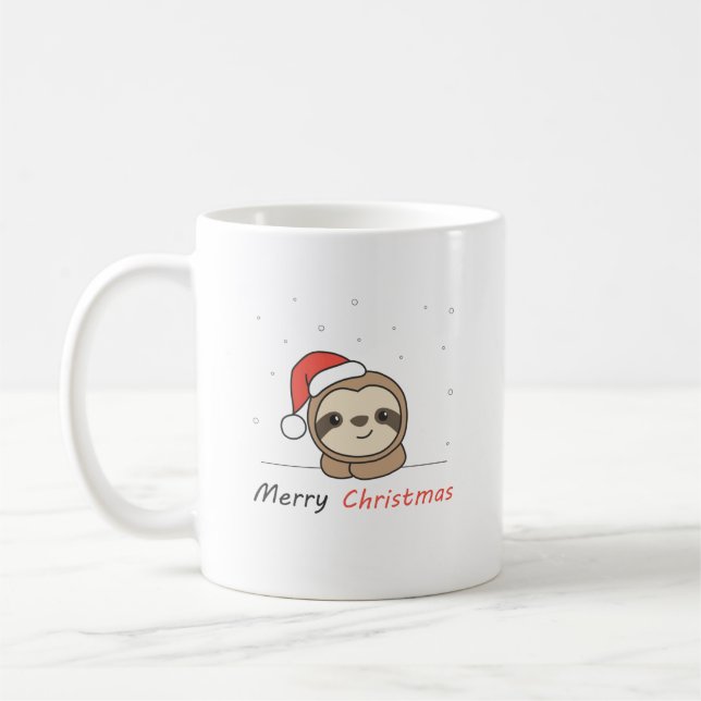 Sloth jul Snö Winter Animals Sloths Kaffemugg (Vänster)