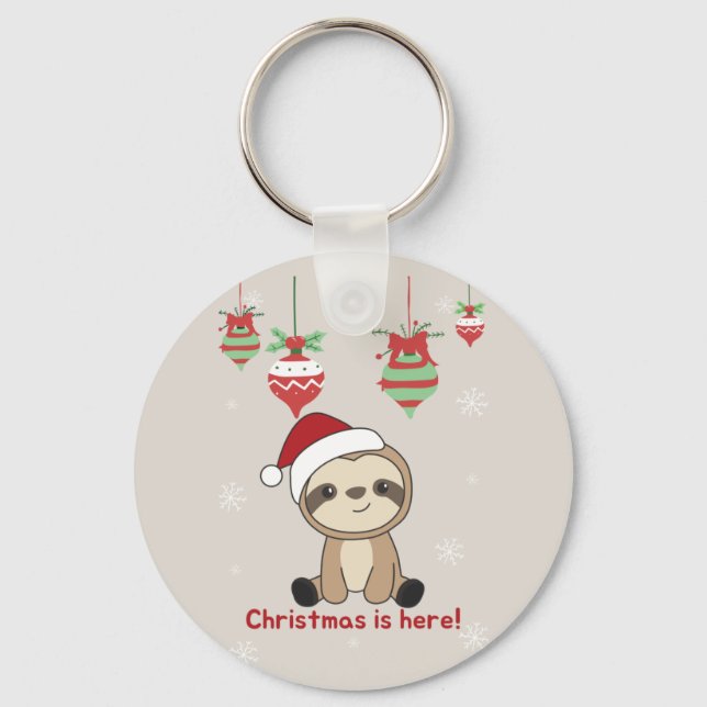 Sloth jul Snö Winter Animals Sloths Keychai Nyckelring (Framsida)