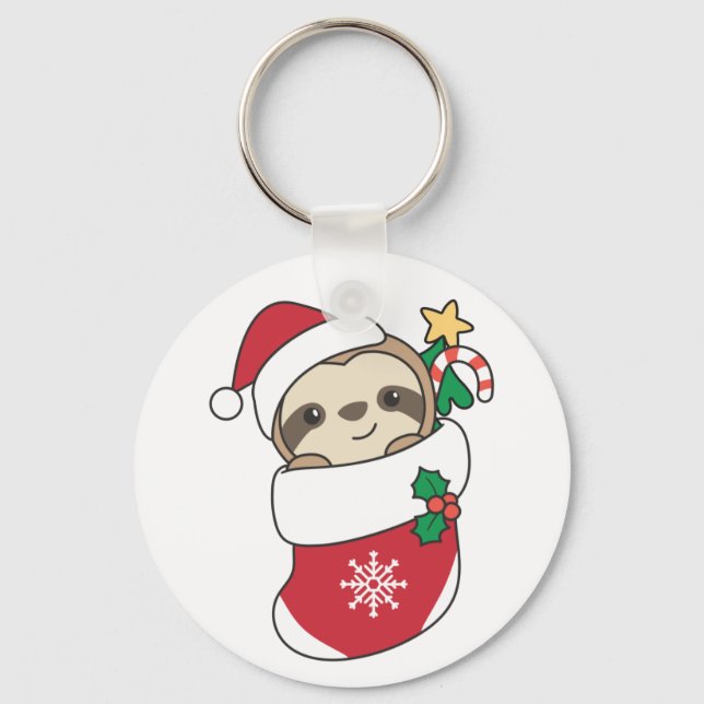 Sloth jul Snö Winter Animals Sloths Keychai Nyckelring (Framsida)
