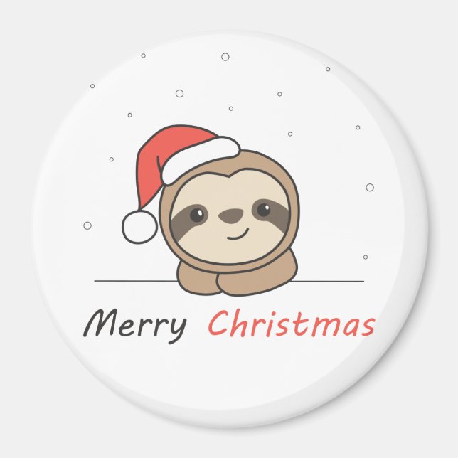 Sloth jul Snö Winter Animals Sloths Magnet (Framsidan)