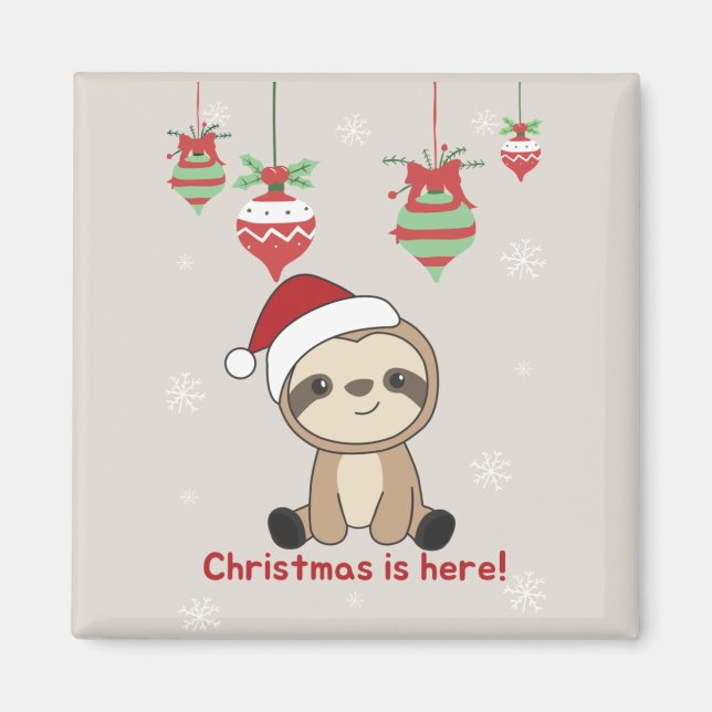 Sloth jul Snö Winter Animals Sloths Magnet (Framsidan)