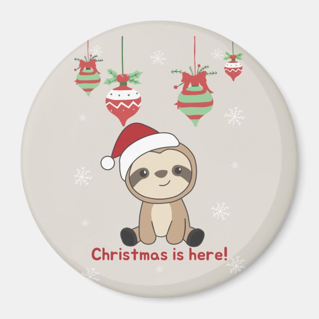 Sloth jul Snö Winter Animals Sloths Magnet (Framsidan)