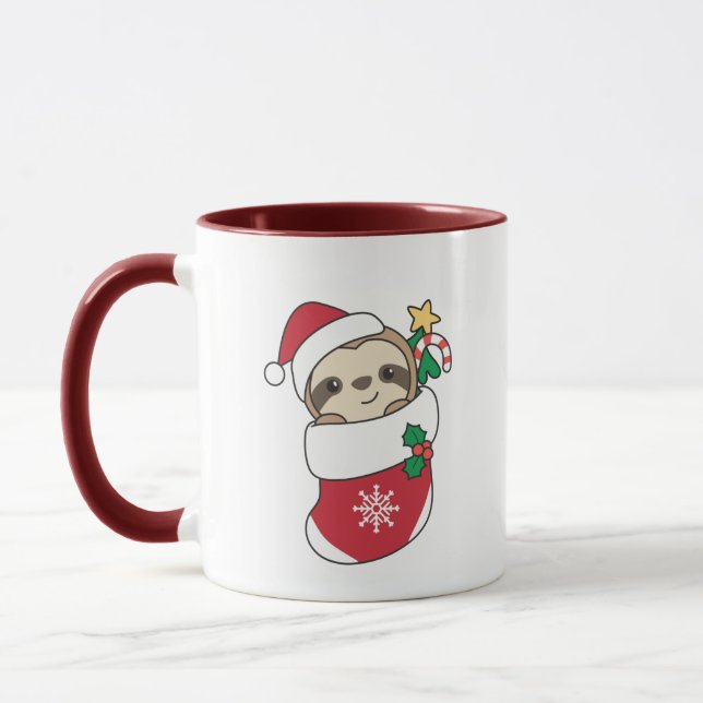 Sloth jul Snö Winter Animals Sloths Mugg (Vänster)
