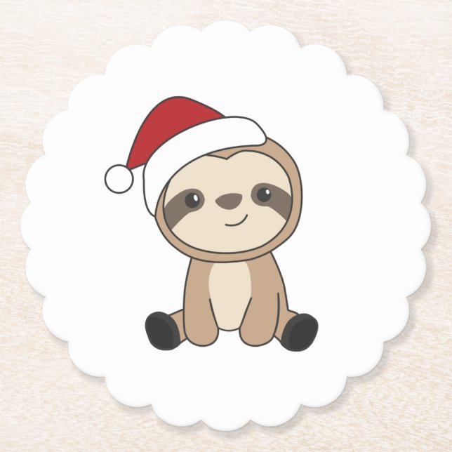 Sloth jul Snö Winter Animals Sloths Papper C Underlägg Papper (Framsida)