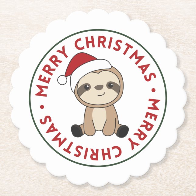 Sloth jul Snö Winter Animals Sloths Papper C Underlägg Papper (Framsida)
