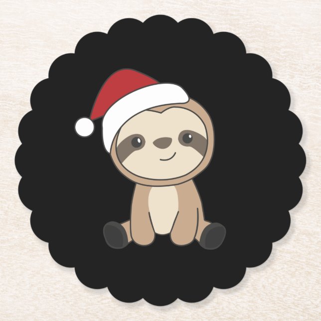 Sloth jul Snö Winter Animals Sloths Papper C Underlägg Papper (Framsida)