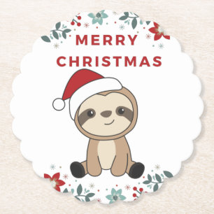 Sloth jul Snö Winter Animals Sloths Papper C Underlägg Papper