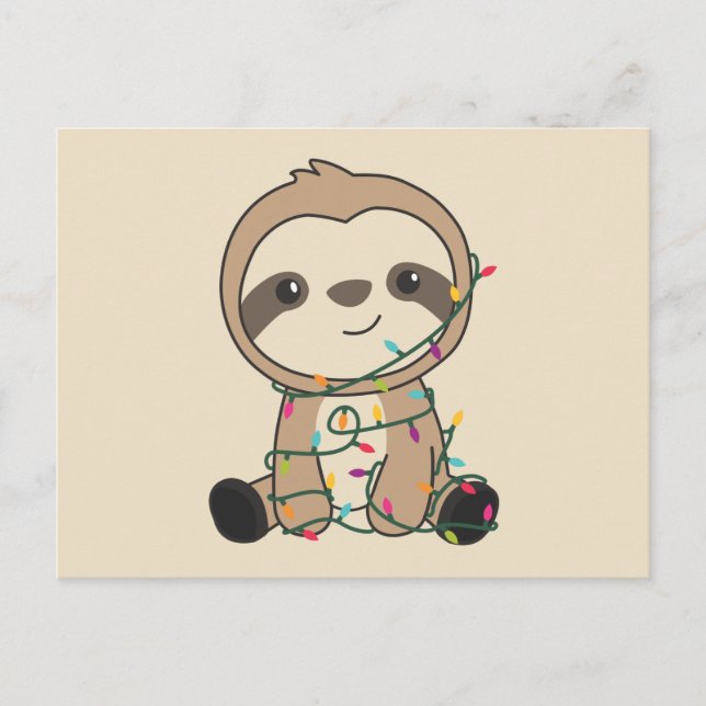 Sloth jul Snö Winter Animals Sloths Postcar Vykort (Framsida)